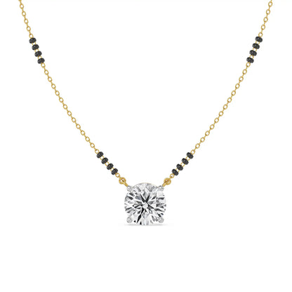 Solitaire Lab Grown Diamond Mangalsutra - front view in 9KT