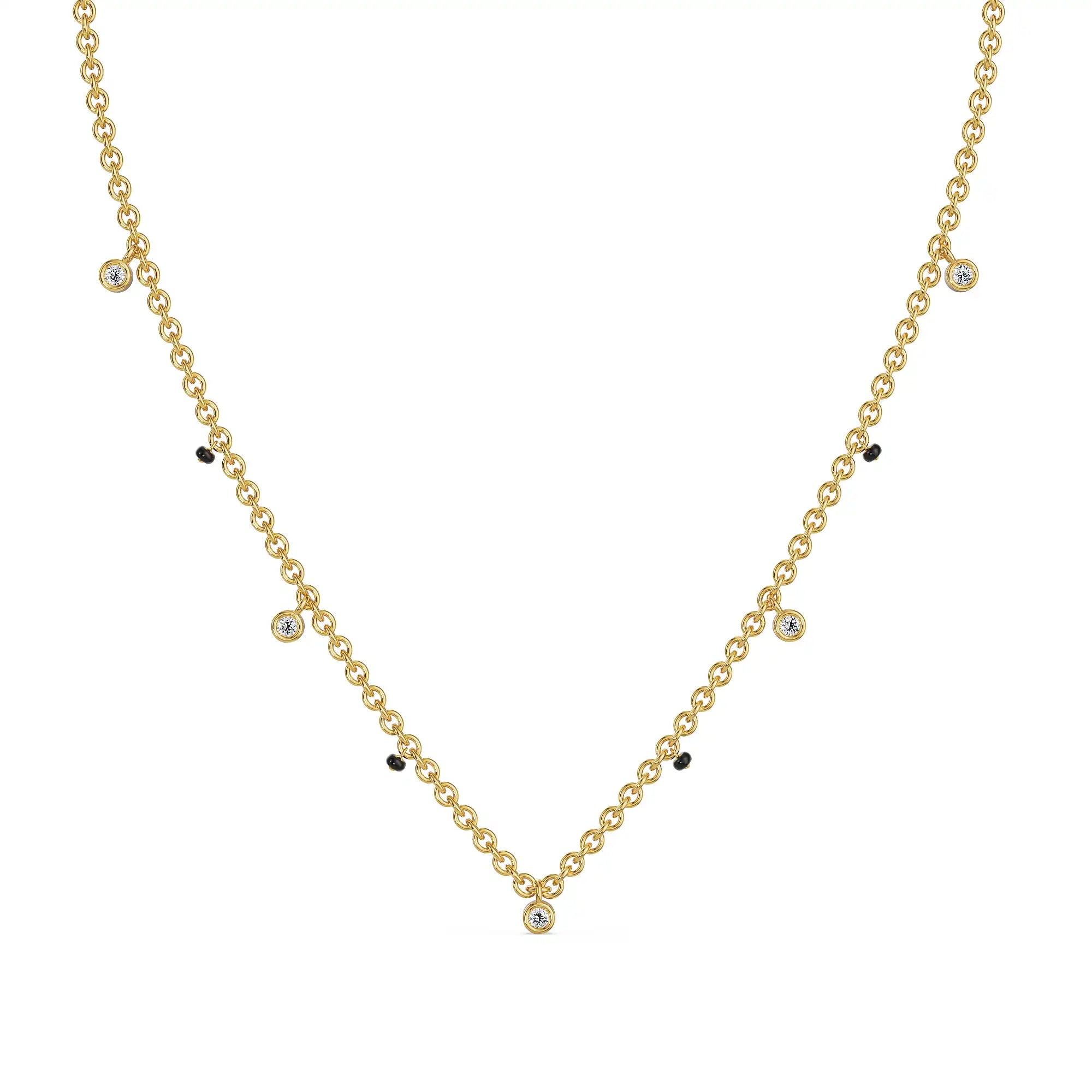 Minimal Bliss Lab Grown Diamond Mangalsutra - front view in 9KT