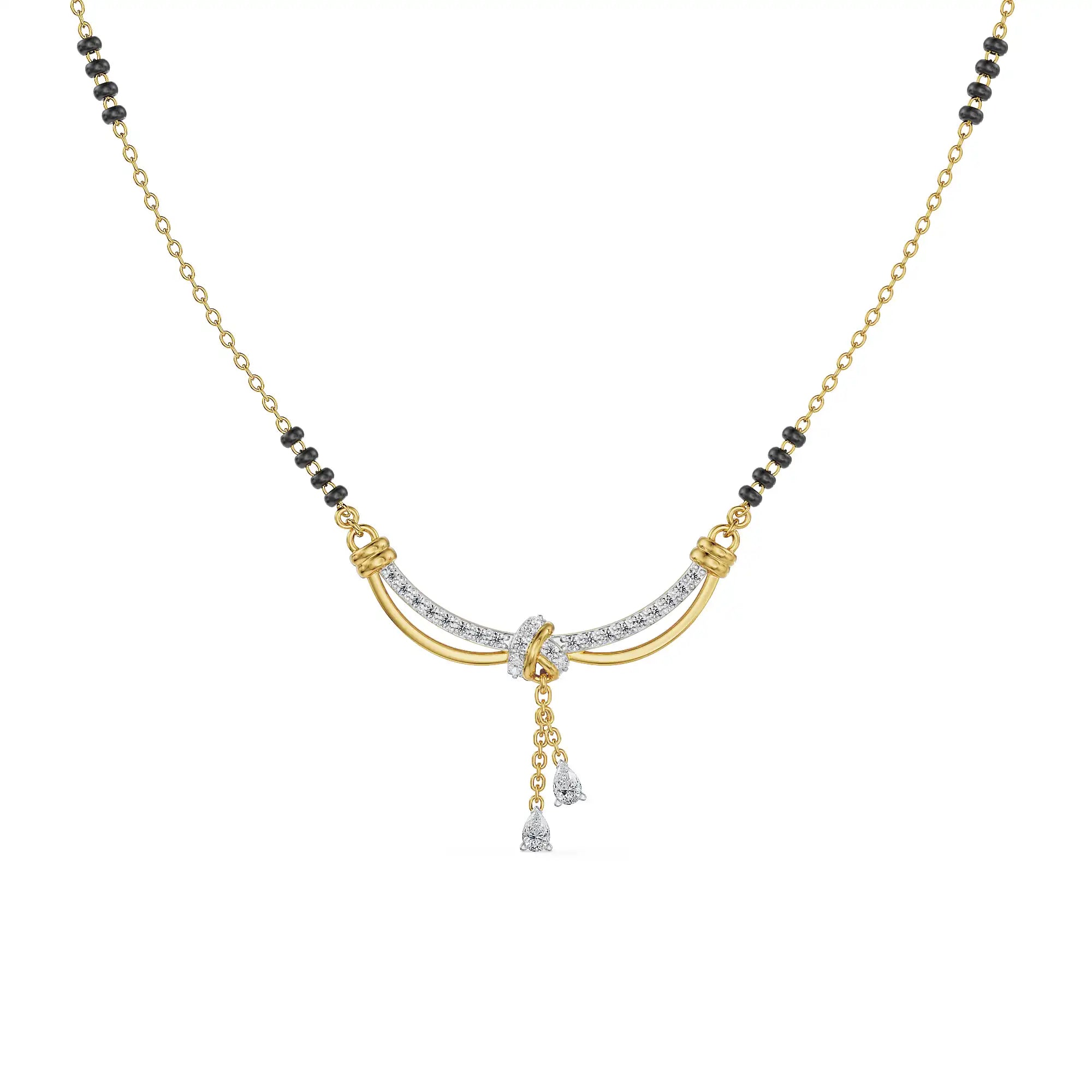 Eternal Knot Lab Grown Diamond Mangalsutra - front view in 9KT