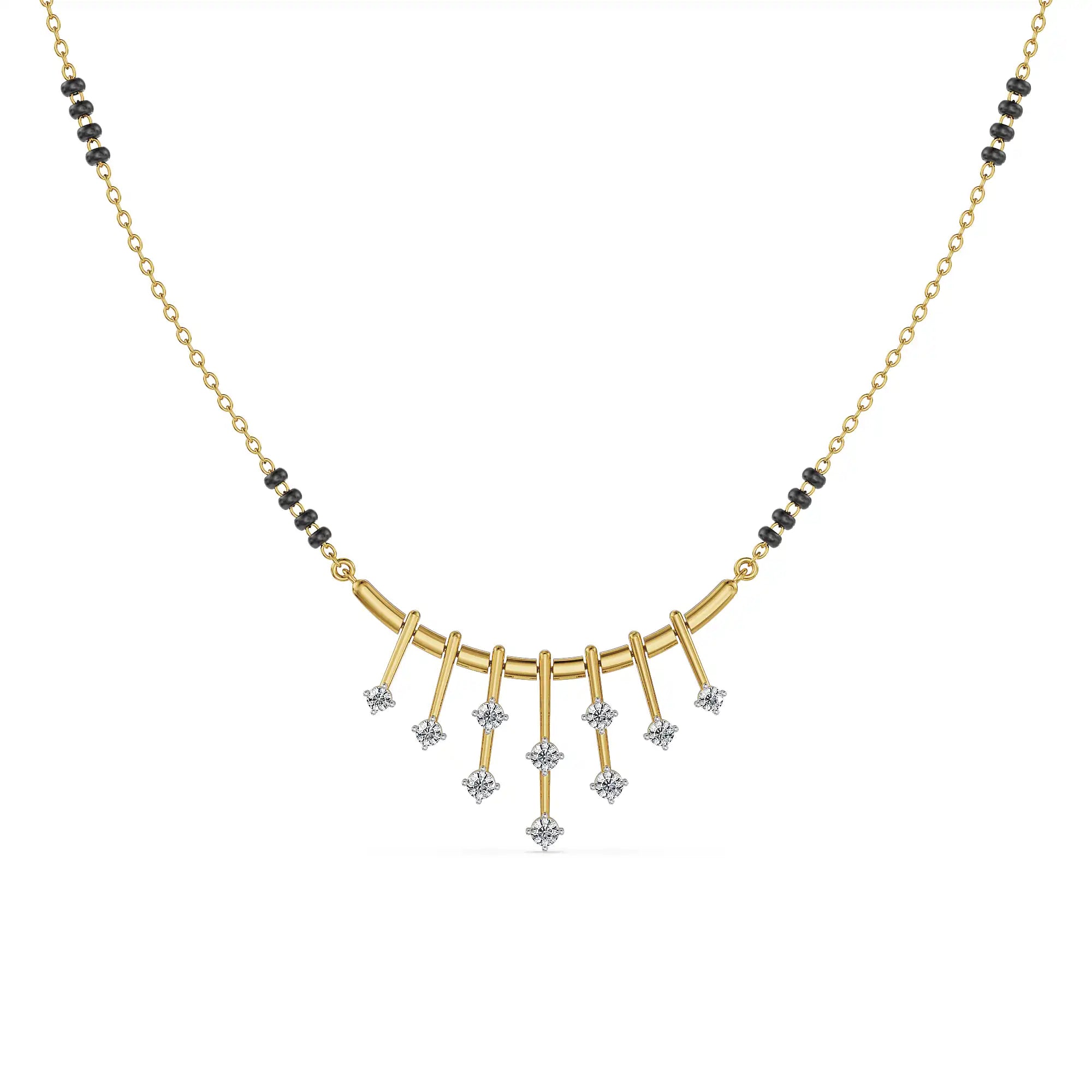 Sparkle Lab Grown Diamond Mangalsutra - front view in 9KT