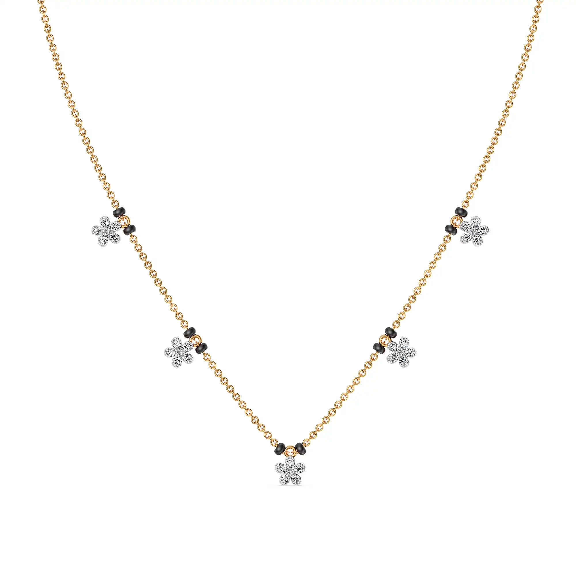 Sia Lab Grown Diamond Mangalsutra - side view in 9KT