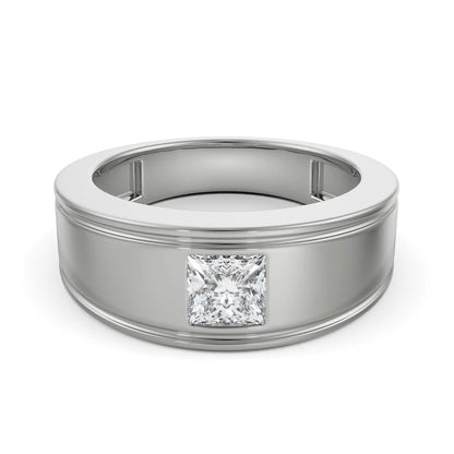 LANDA JEWEL Men's Sterling Silver Wedding Band - 8mm Wide, Diamond Cut Pyramid Pattern, Size 7