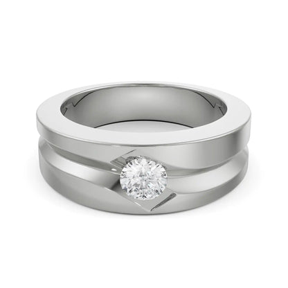 Noel Solitaire Ring for Men Front View in 9KT