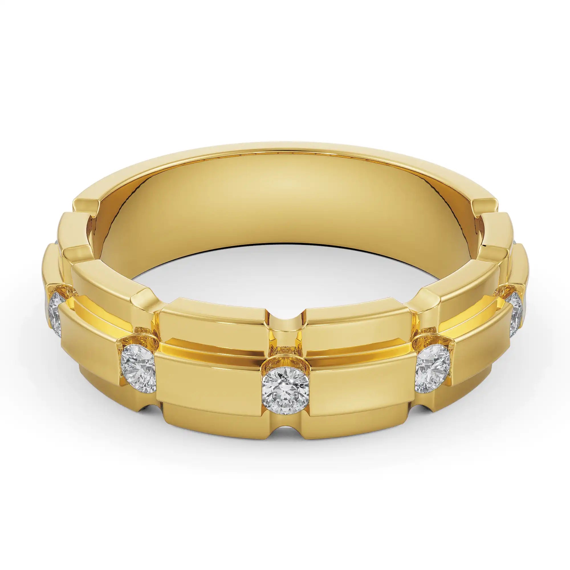 Septet Wedding Band for Men Front View in 9KT