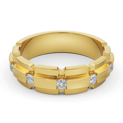 Septet Wedding Band for Men Front View in 9KT
