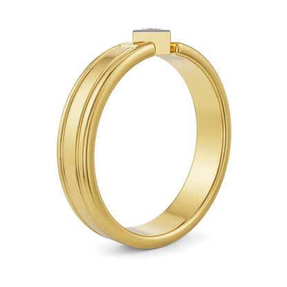 Tilted Princess Cut Wedding Band Side View