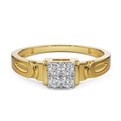 Quartet Diamond Wedding Band Front View in 9KT