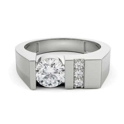 Classic Round Solitaire Wedding Band Front View