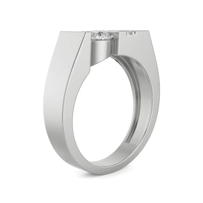 Classic Round Solitaire Wedding Band Side View