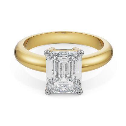 Timeless Emerald Cut Men Diamond Ring Front View in 9KT