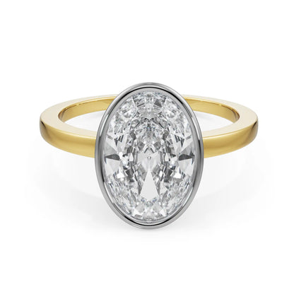 Classic Oval Cut Men Diamond Ring Front View in 9KT