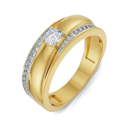 Sleek Line Pave Diamond Band Top View in 9KT