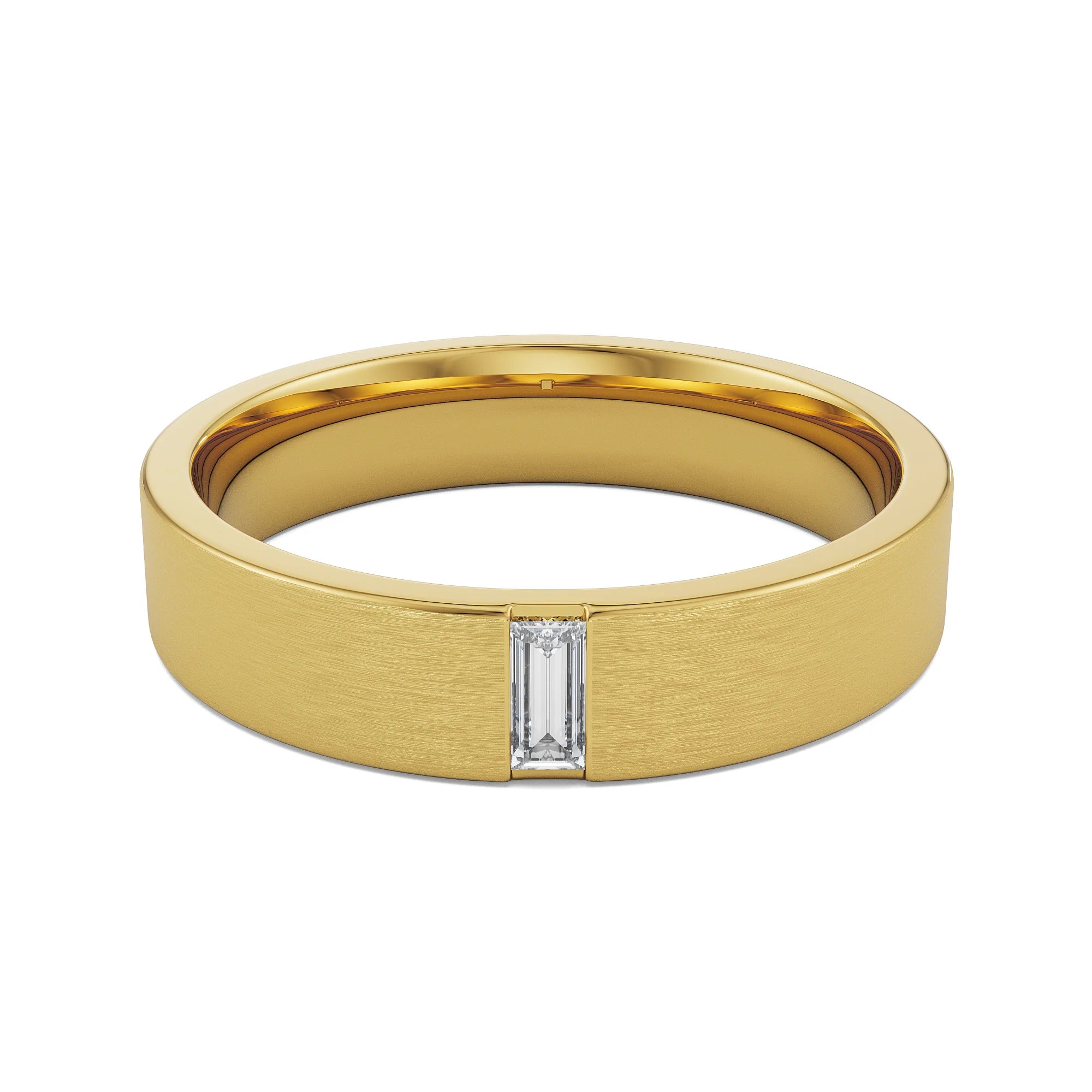 Textured Baguette Band Front View in 9KT