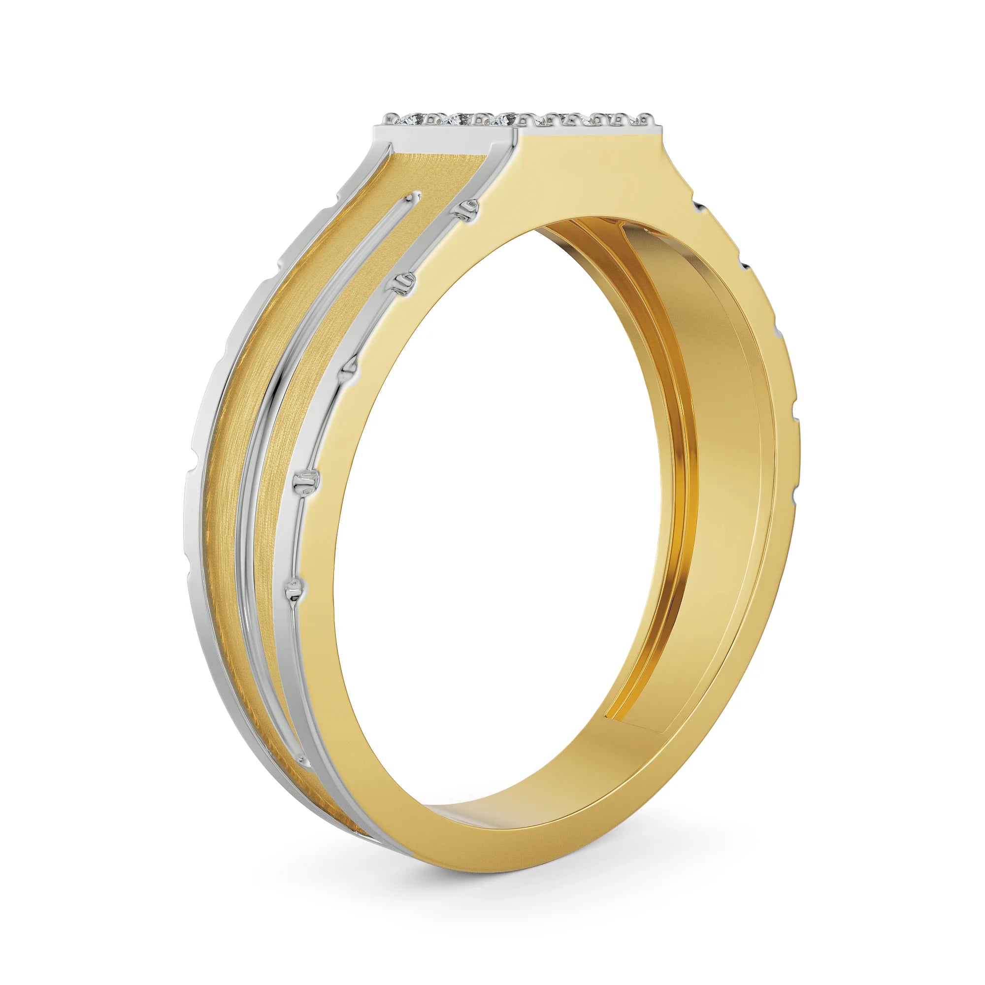Dewy Quad Diamond Band for Men Side View in 9KT