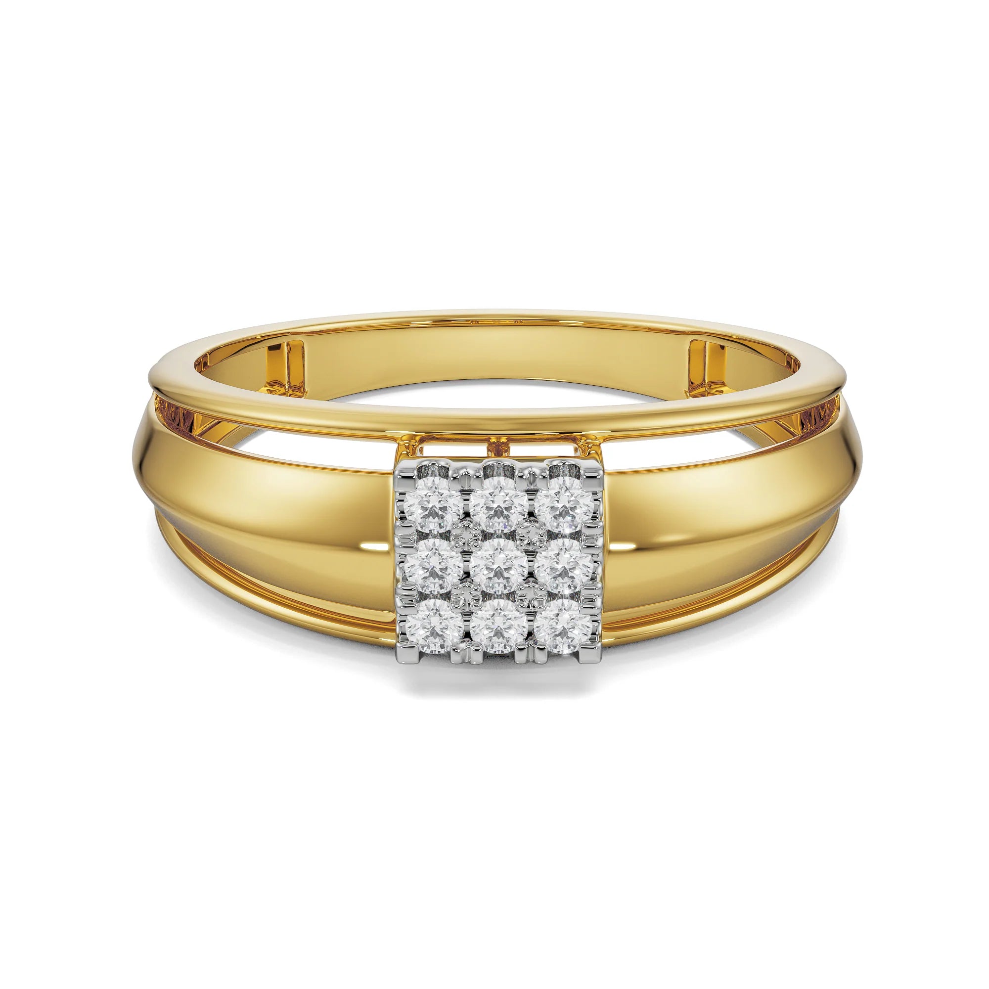 Dainty Diamond Band for Men Front View in 9KT