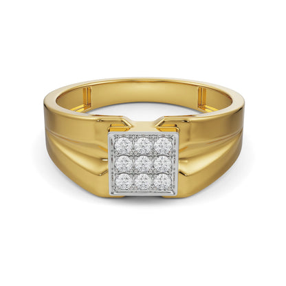 Brushed Diamond Band for Men Front View in 9KT