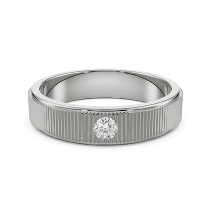 Inlay Round Diamond Band Front View in 9KT