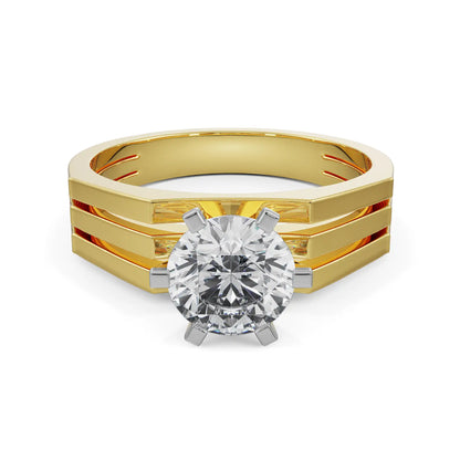 Bold Solitaire Diamond Ring Front View in 9KT