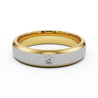 Mixed Metal Diamond Band Front View in 9KT