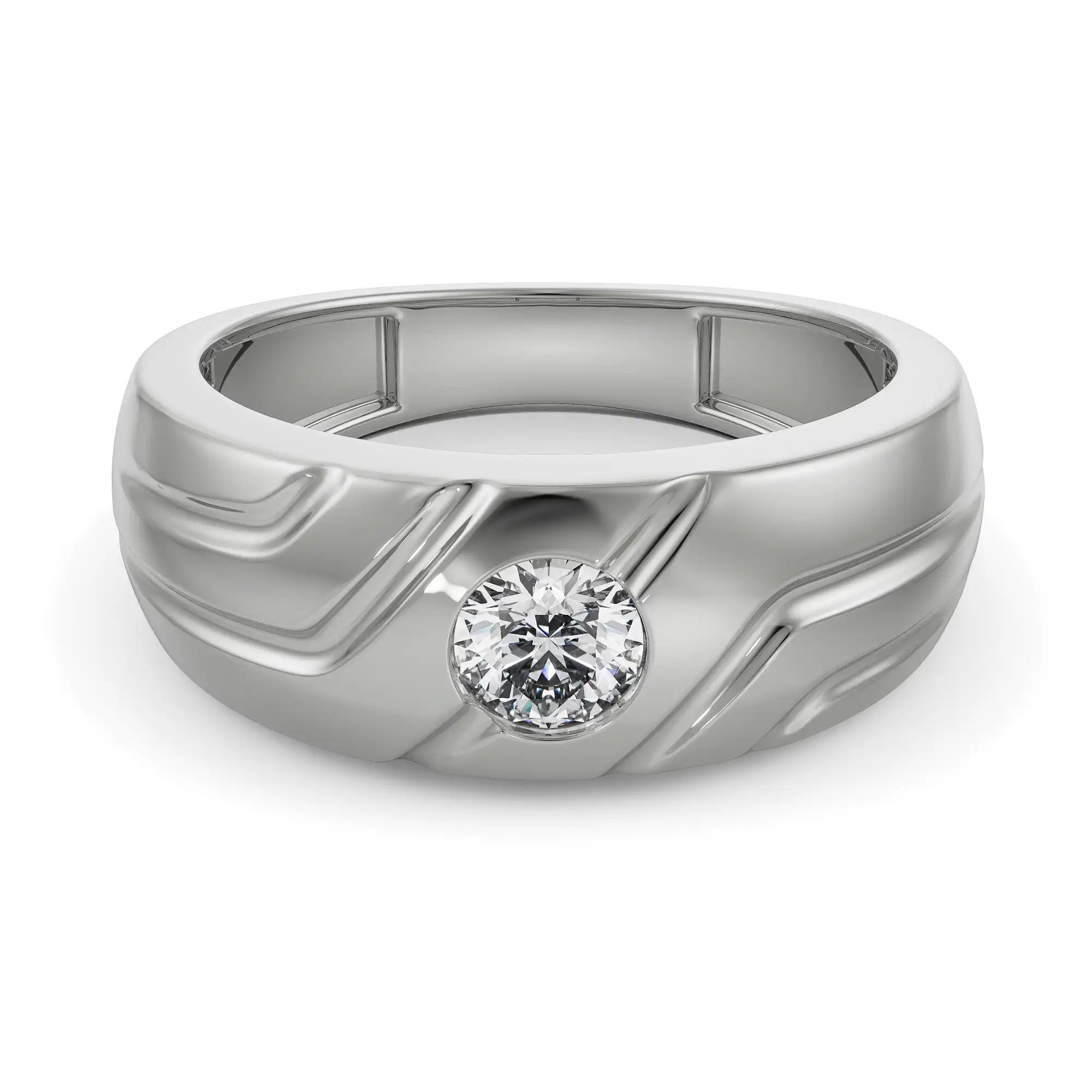 Tuscan Diamond Ring for Him Front View in 9KT