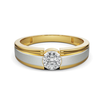 Sparkling Solitaire Band for Men Front View in 9KT