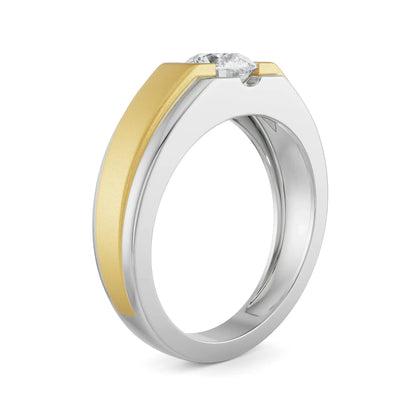 Two-Tone Round Engagement Ring Side View