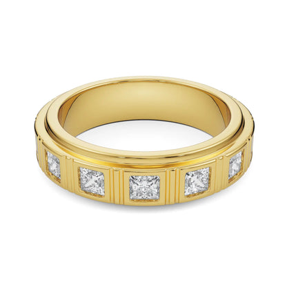 Men’s Princess Cut Diamond Band Front View in 9KT