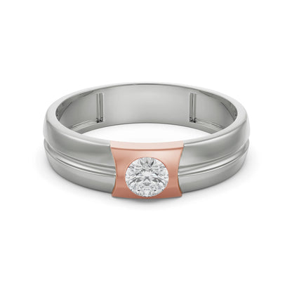 Charming Solitaire Diamond Band for Men Front View in 9KT