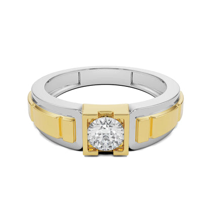 Two-Tone Round Timeless Ring Front View in 9KT