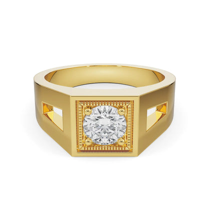 Ezra Round Men’s Diamond Ring Front View in 9KT