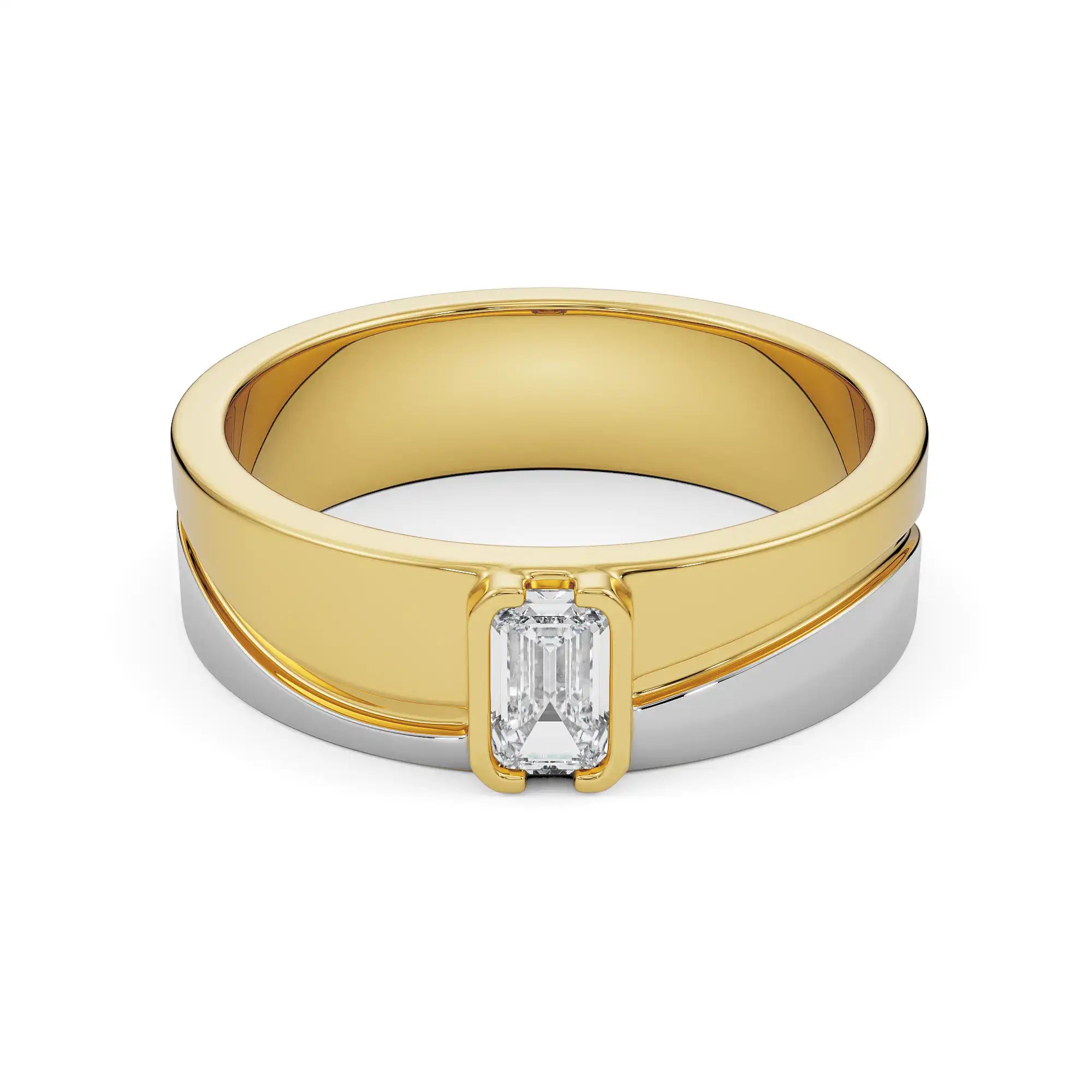 Timeless Emerald Men’s Diamond Ring Front View in 9KT