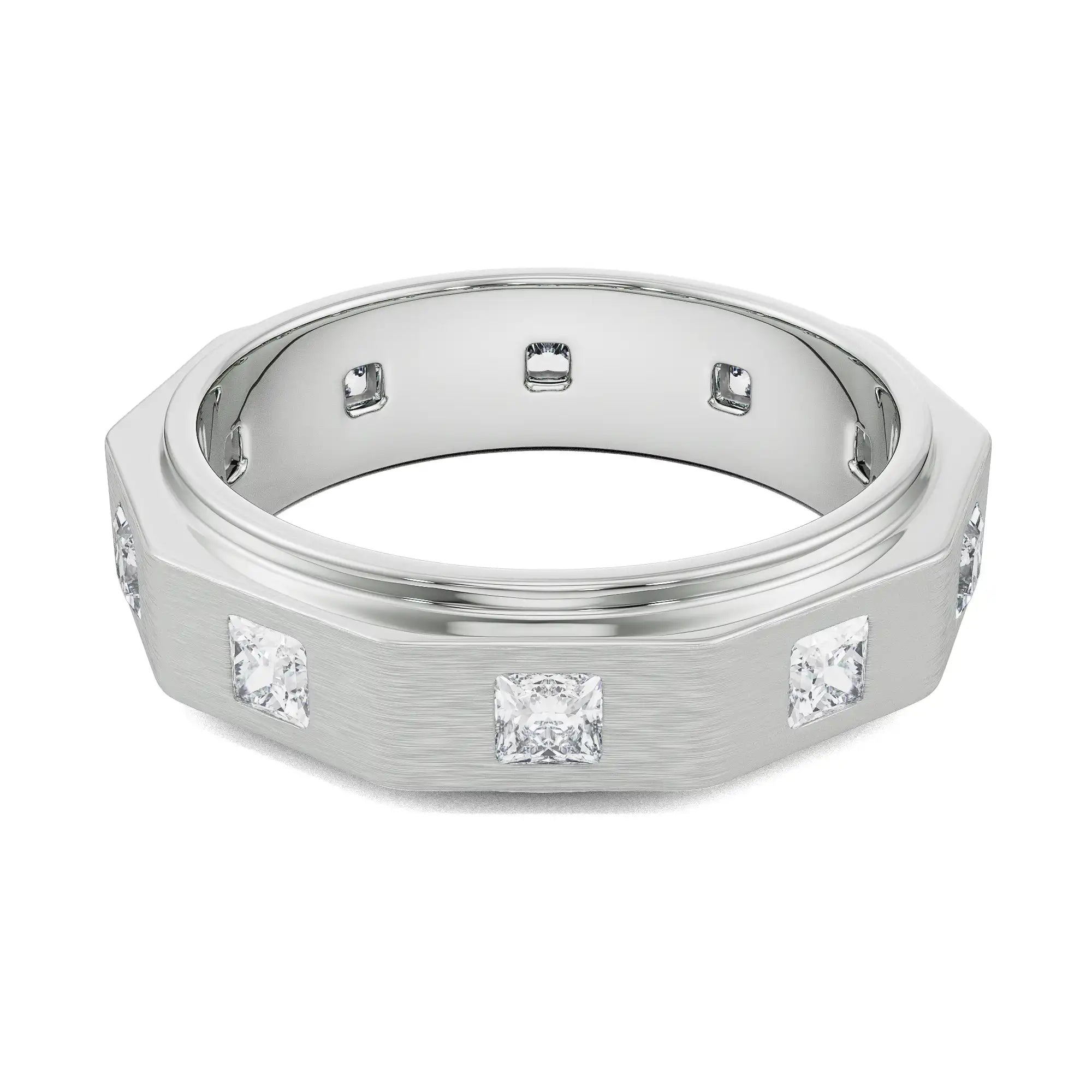 Elijah Princess Cut Wedding Band Front View