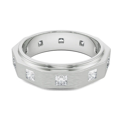 Elijah Princess Cut Wedding Band Front View in 9KT