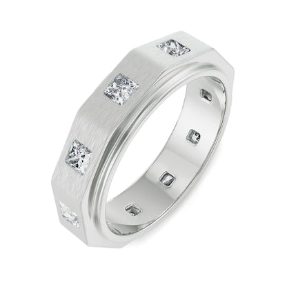 Elijah Princess Cut Wedding Band Top View