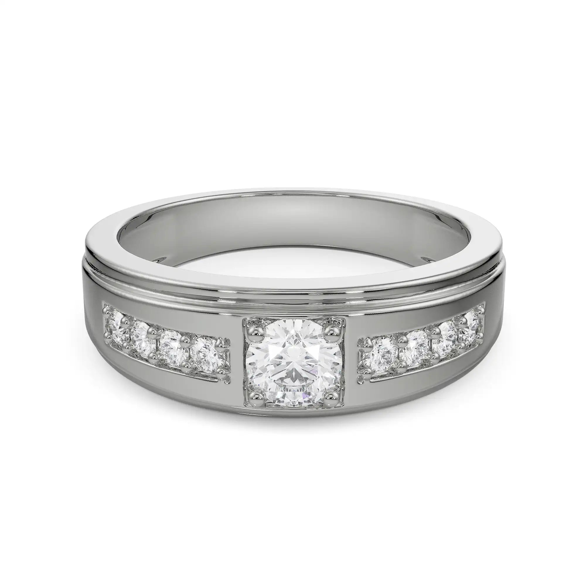 Stardust Diamond Ring for Men Front View in 9KT