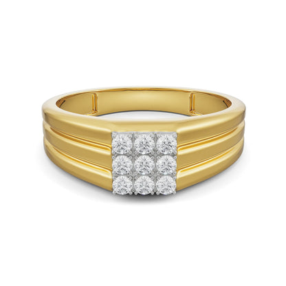 Quadret Diamond Band for Men Front View in 9KT