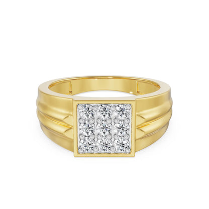 Warton Clustered Diamond Band Front view in 9KT