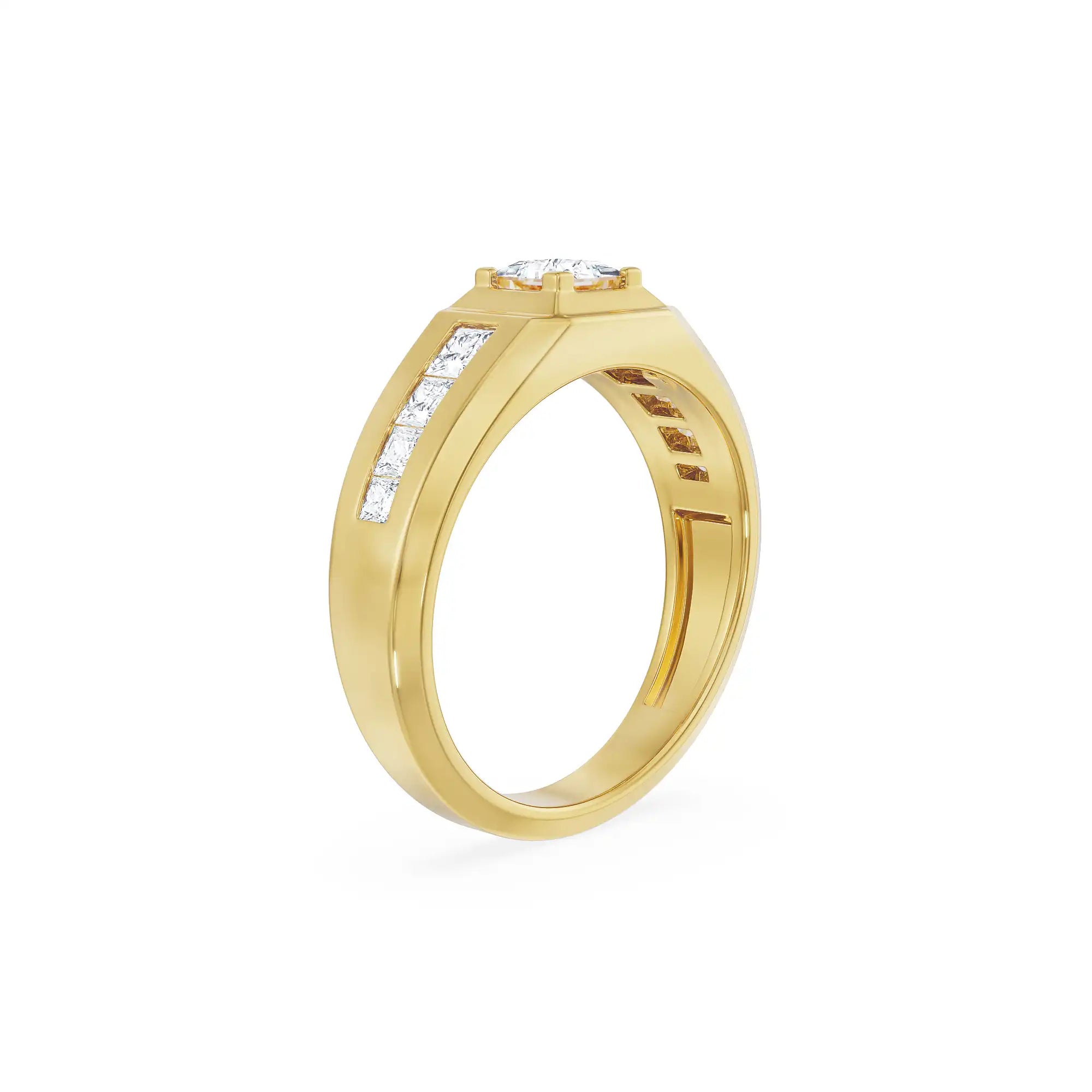 Square Cut Timeless Men’s Ring Side view in 9KT