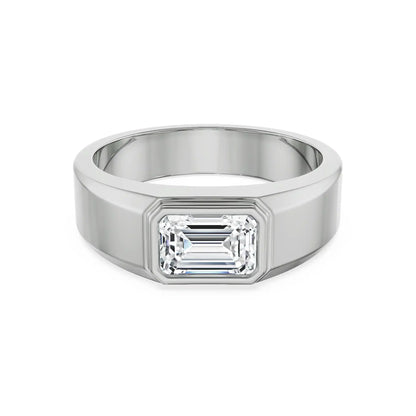 Nirvan Emerald Cut Lab Grown Diamond Ring - front view in 9KT