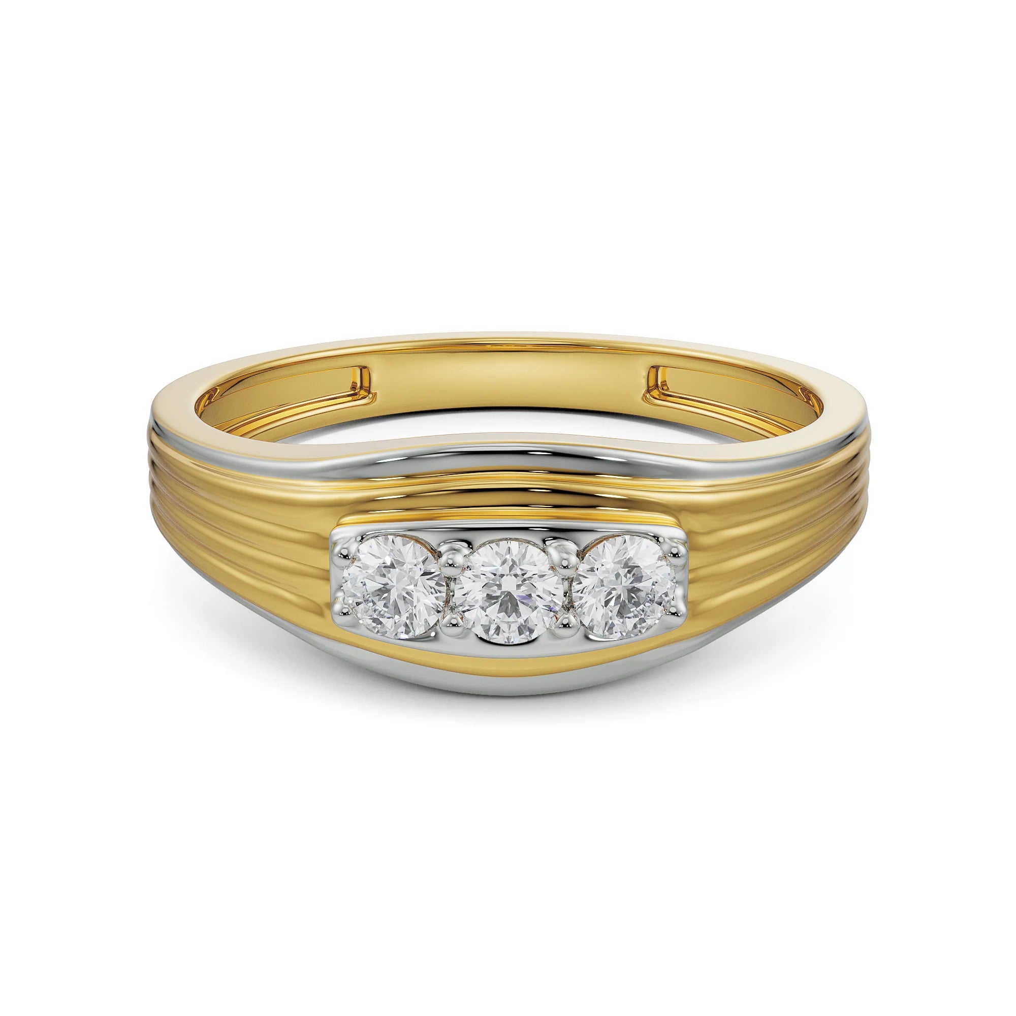 Trio Diamond Band for Men Front View in 9KT