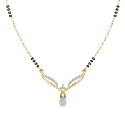 Twisted V Diamond Mangalsutra Front View in 9KT