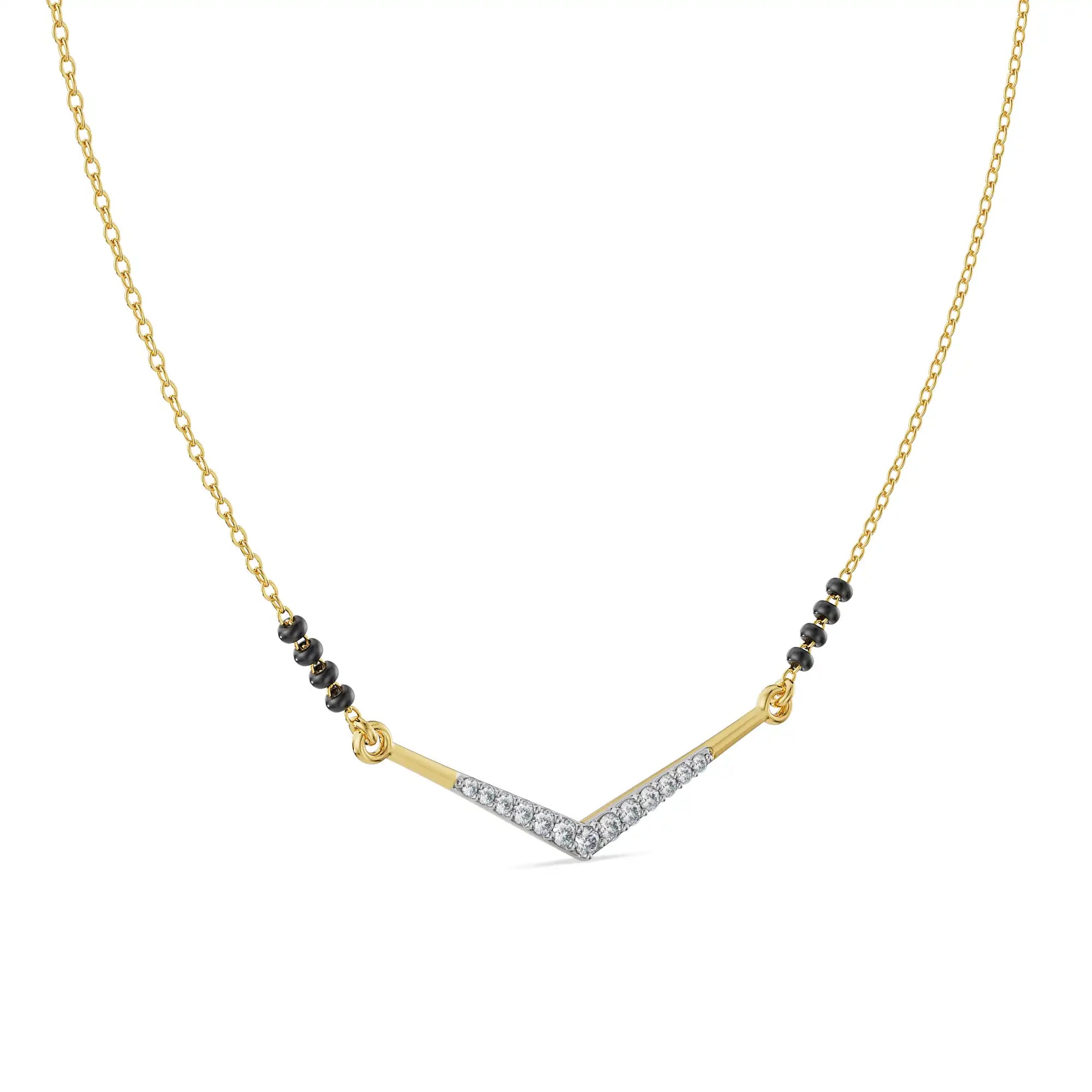 Meera Diamond Mangalsutra Side View in 9KT