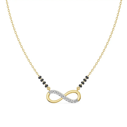 Infinity Diamond Mangalsutra Front View in 9KT