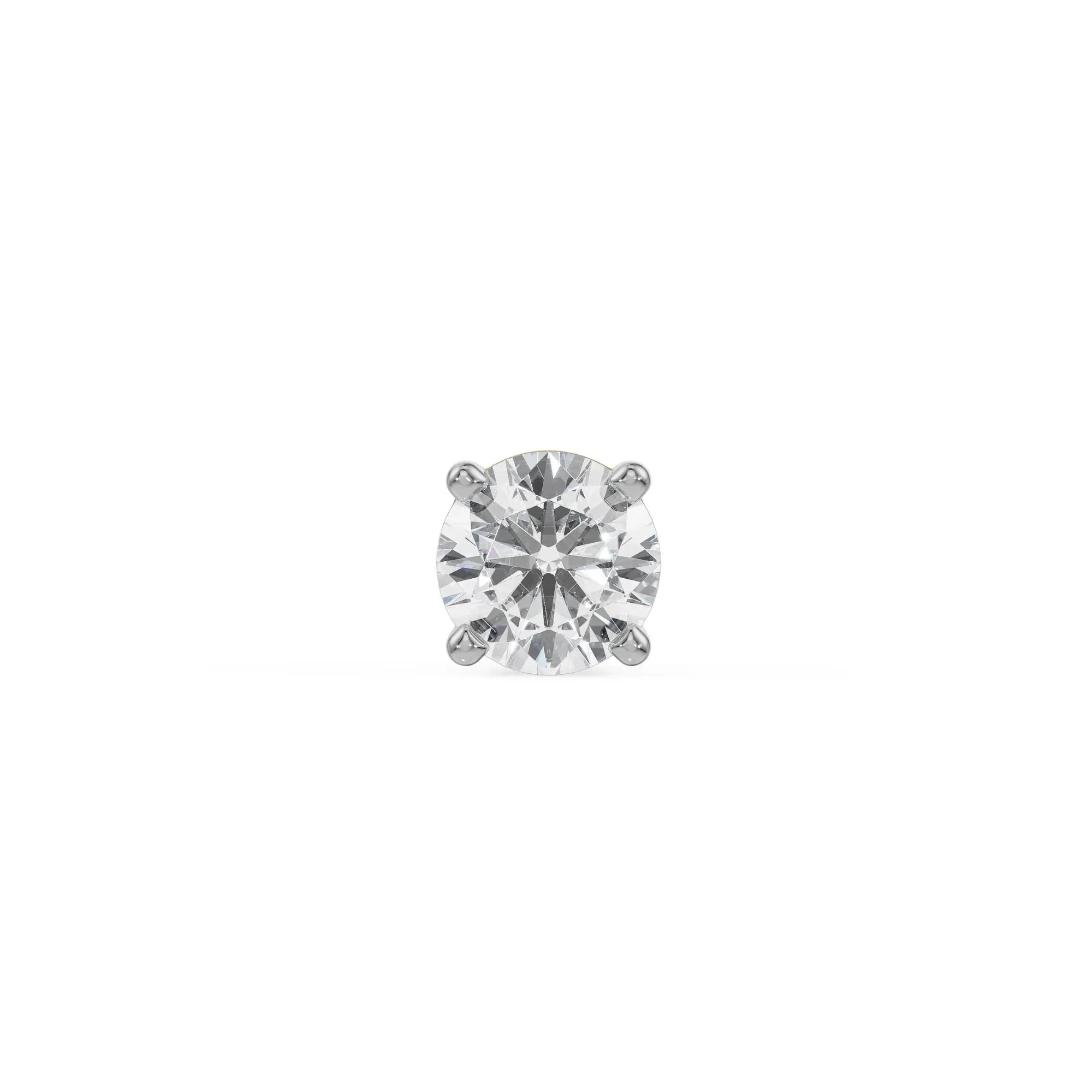 Victor Round Solitaire Studs Front View in 9KT
