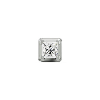 0.25 CT Princess Cut Men Stud Front View in 9KT