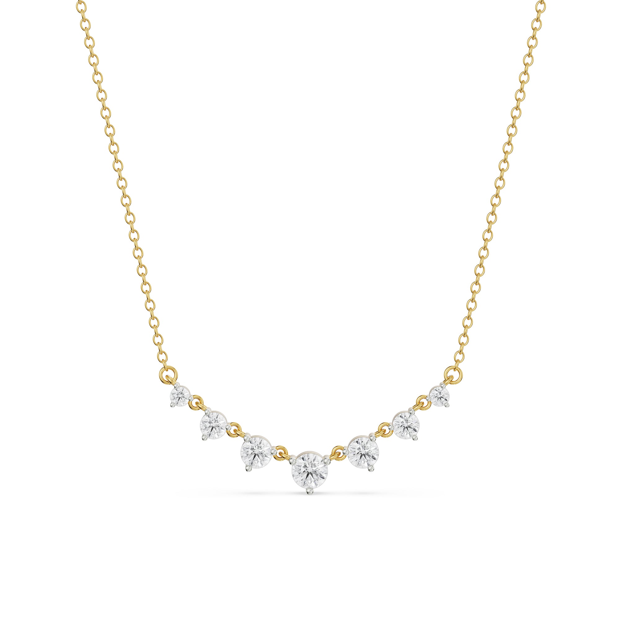 Minimalist Tennis Diamond Necklace Front View