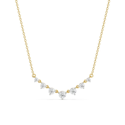 Minimalist Tennis Diamond Necklace Front View in 9KT