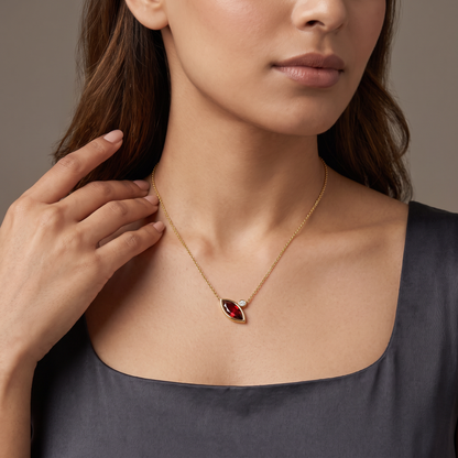 Crimson Ruby Lab Grown Diamond Necklace
