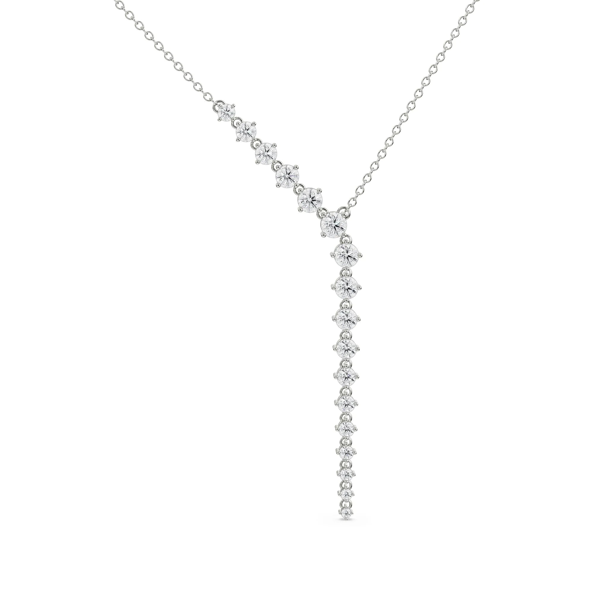 Sleek Diamond Chain Necklace Front view in 9KT