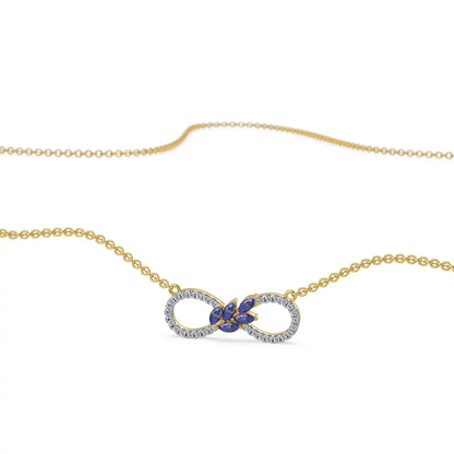 Infinity Blue Sapphire Lab Grown Diamond Necklace